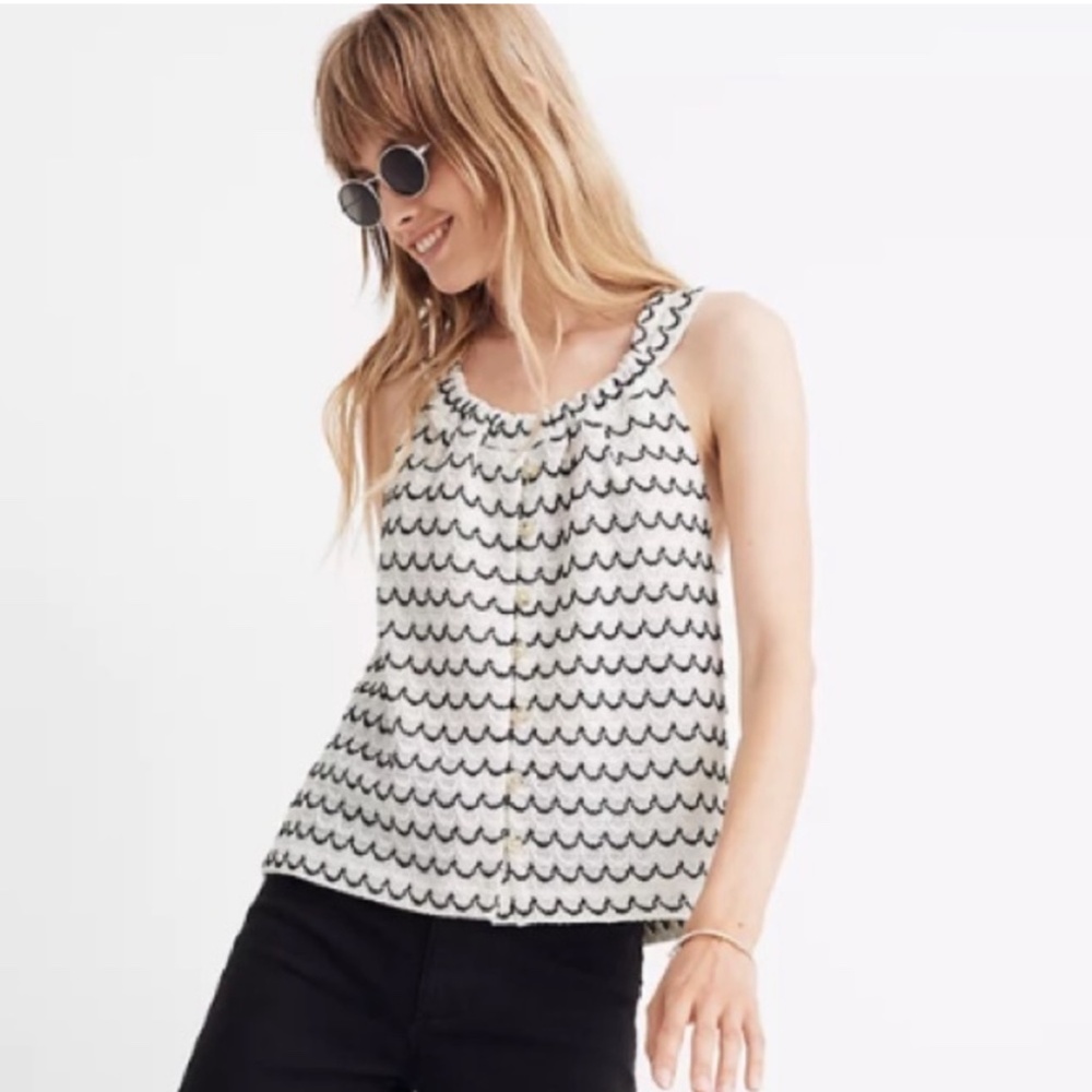 Madewell Texture & Thread Button-Front Swing Tank – Wild Stripe, XS